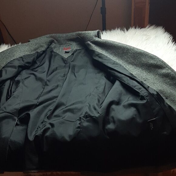 Lei  Womans 100% Wool Vintage  Gray Pea Coat L - Picture 3 of 11